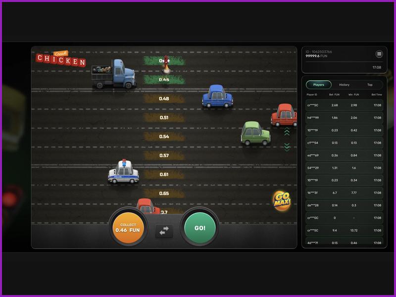 Дизайн и элементы игрового интерфейса Chicken Crash