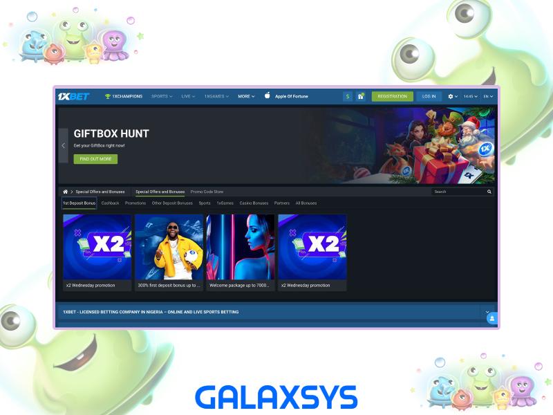 Bonos y promociones para jugadores de Cosmo Saga en 1xBet Casino