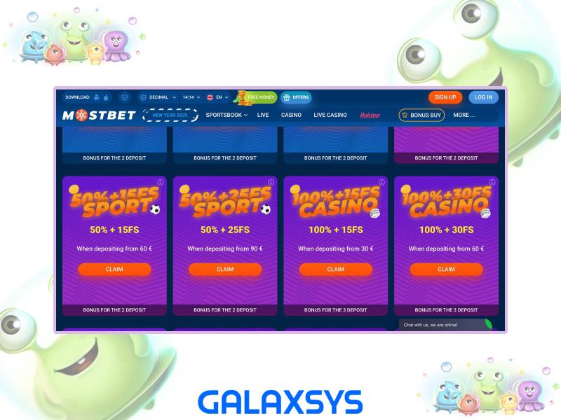 Bonos y promociones para jugadores de Cosmo Saga en Mostbet Casino