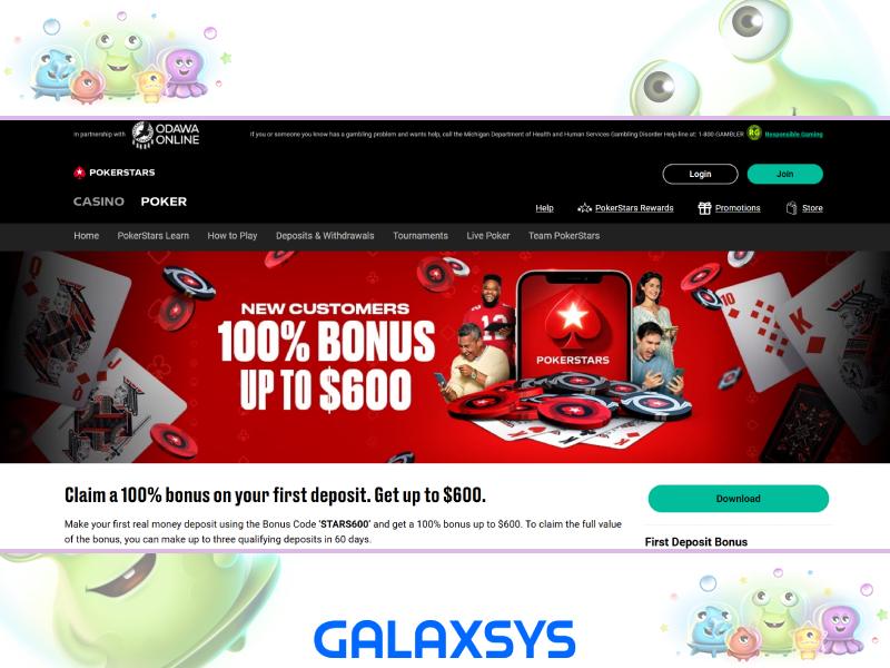 Bonus et promotions pour les joueurs de Cosmo Saga sur PokerStars Casino