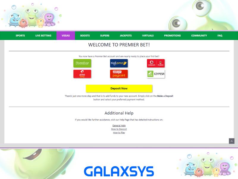 Comment faire un dépôt pour Cosmo Saga Galaxsys chez PremierBet